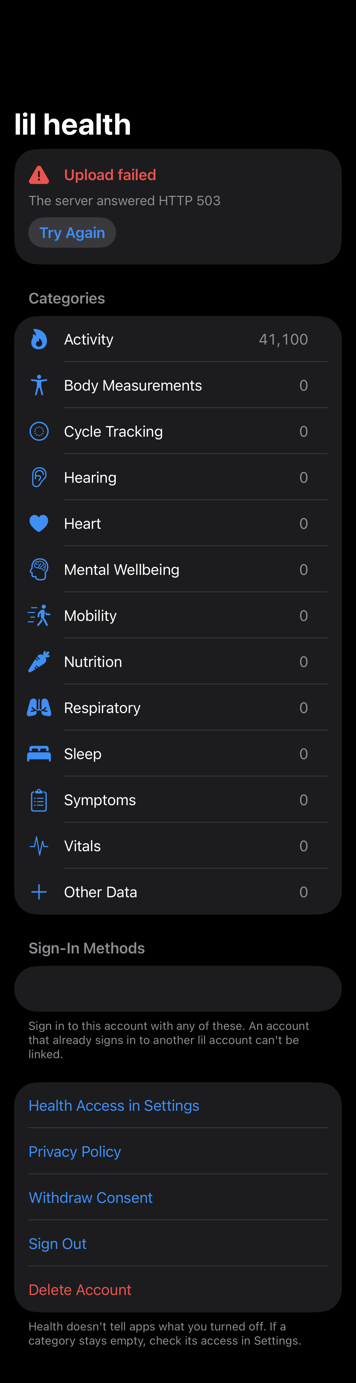 Sync Status: Failed