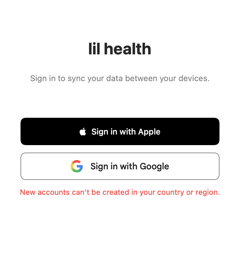 Sign In: Sign-up unavailable in region
