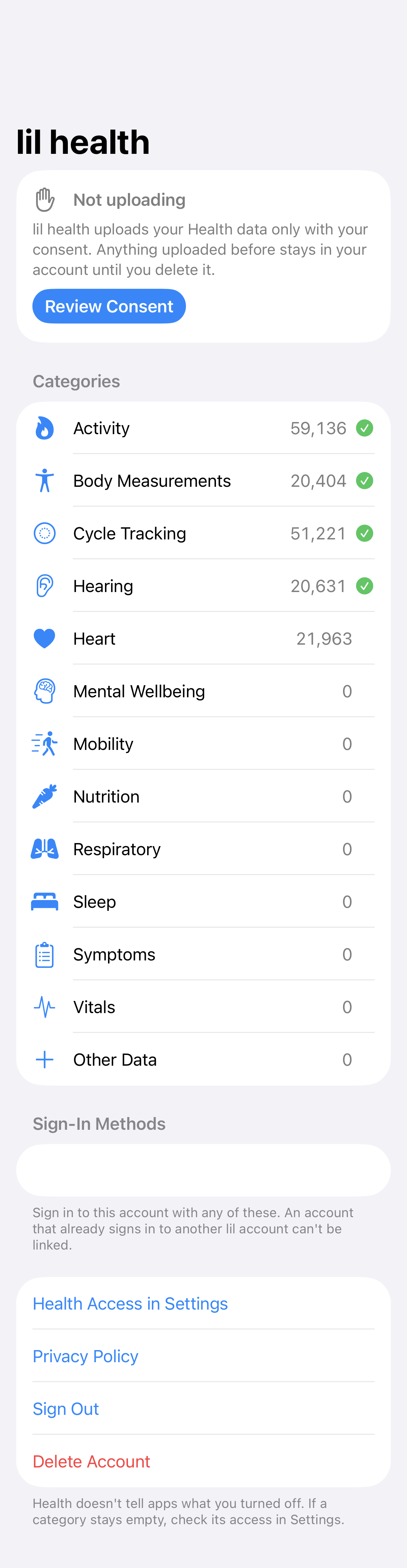 Sync Status: Not uploading without consent