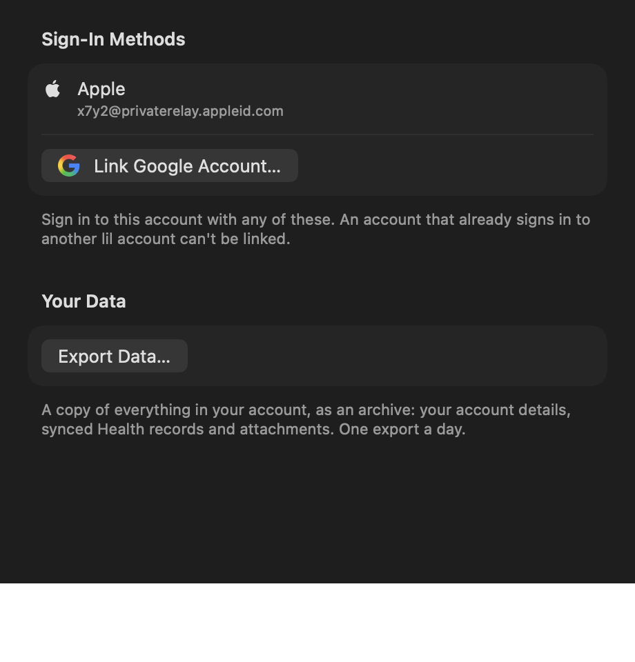 Account Sheet: Export