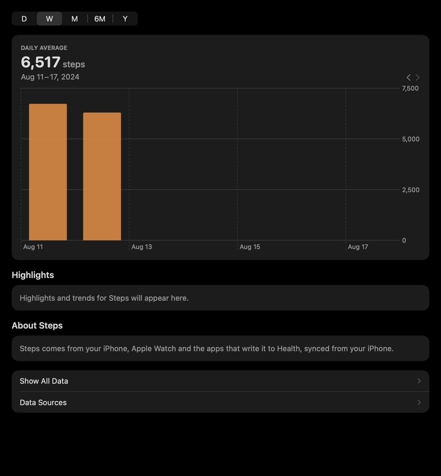 Metric Detail: Steps, week