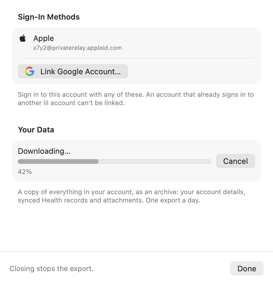 Account Sheet: Downloading