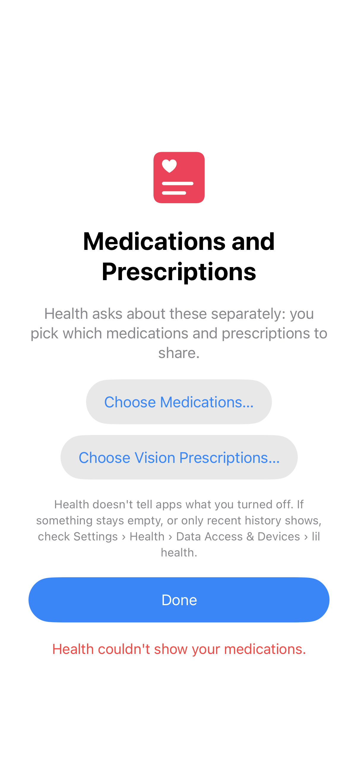 Health Access: Medications and prescriptions, failed