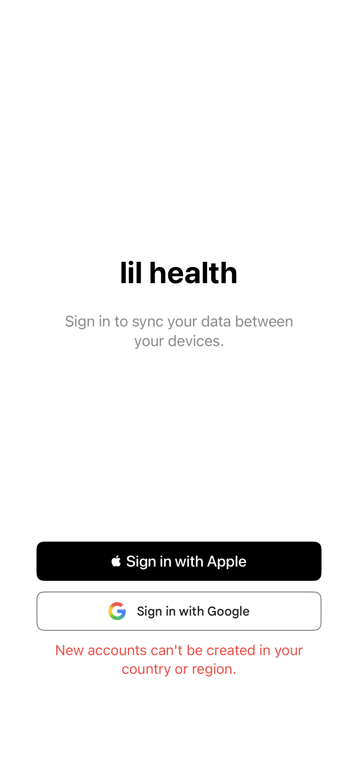 Sign In: Sign-up unavailable in region