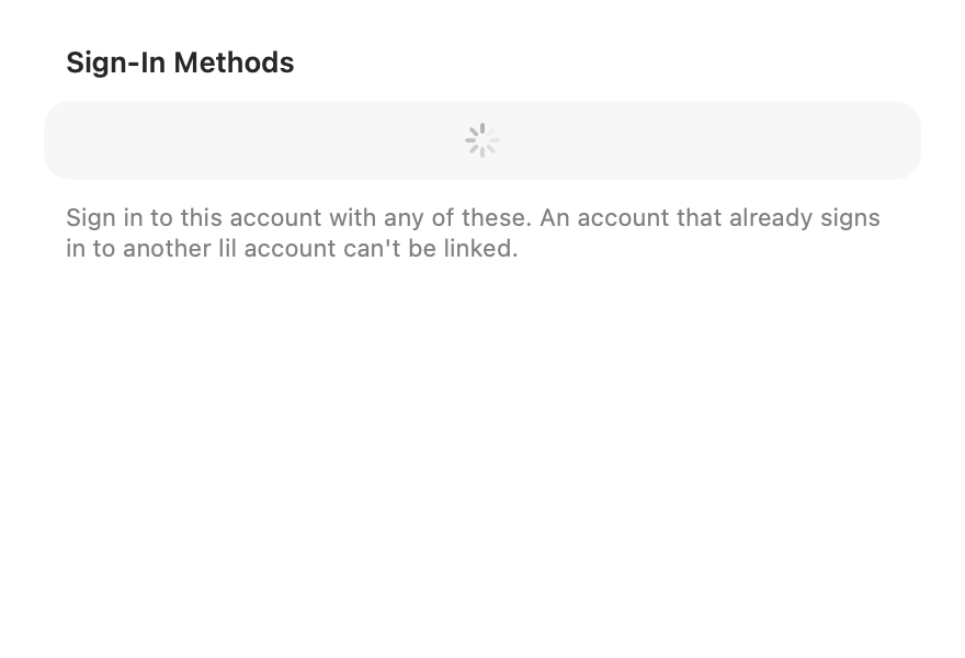 Sign In Methods Section: Loading