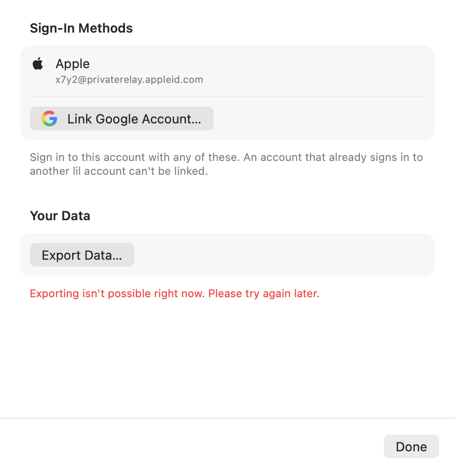 Account Sheet: Failed
