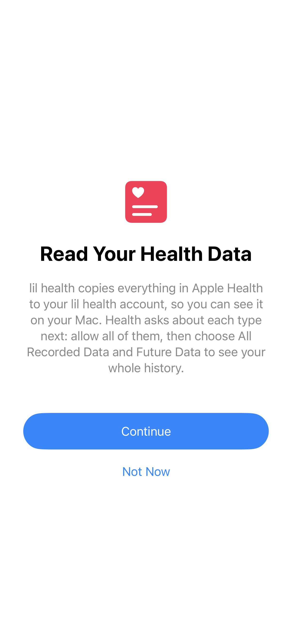 App: Asking for Health access