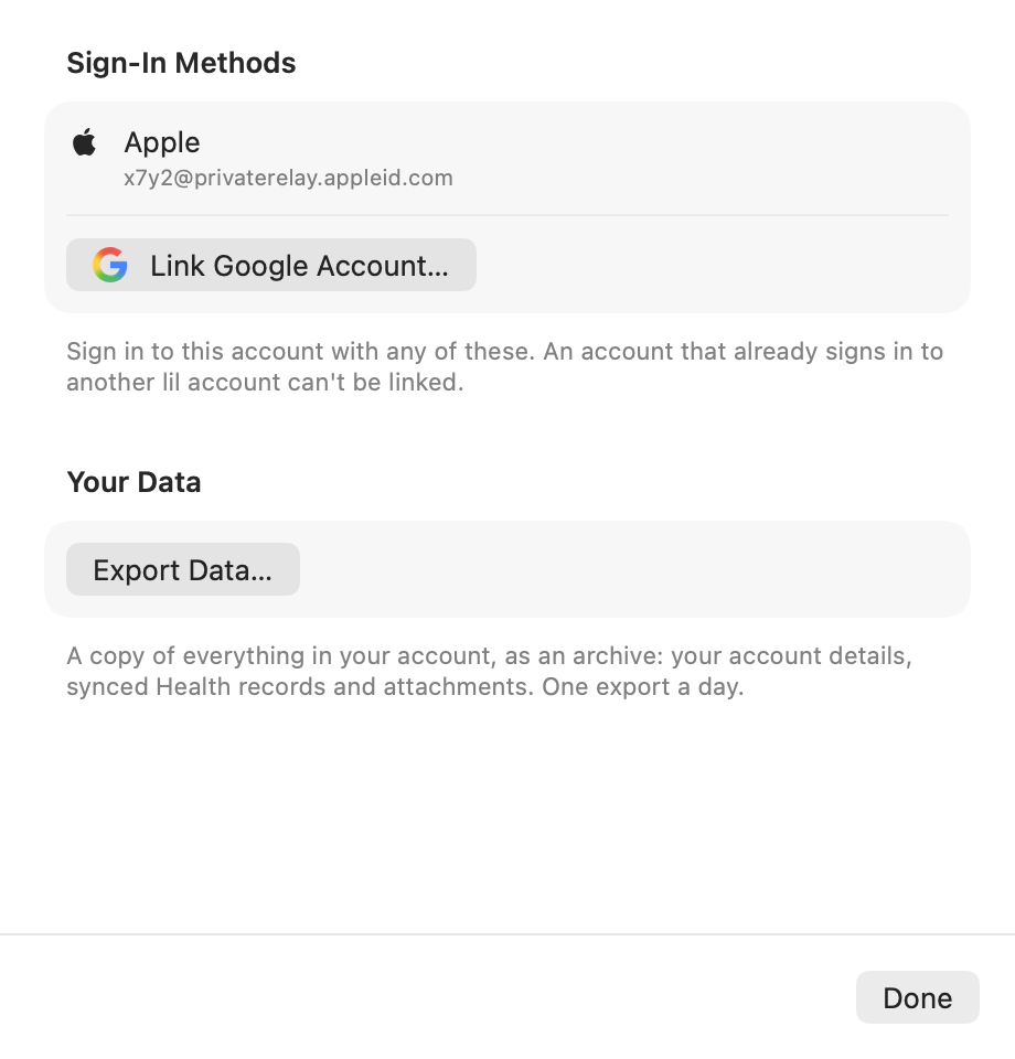 Account Sheet: Export