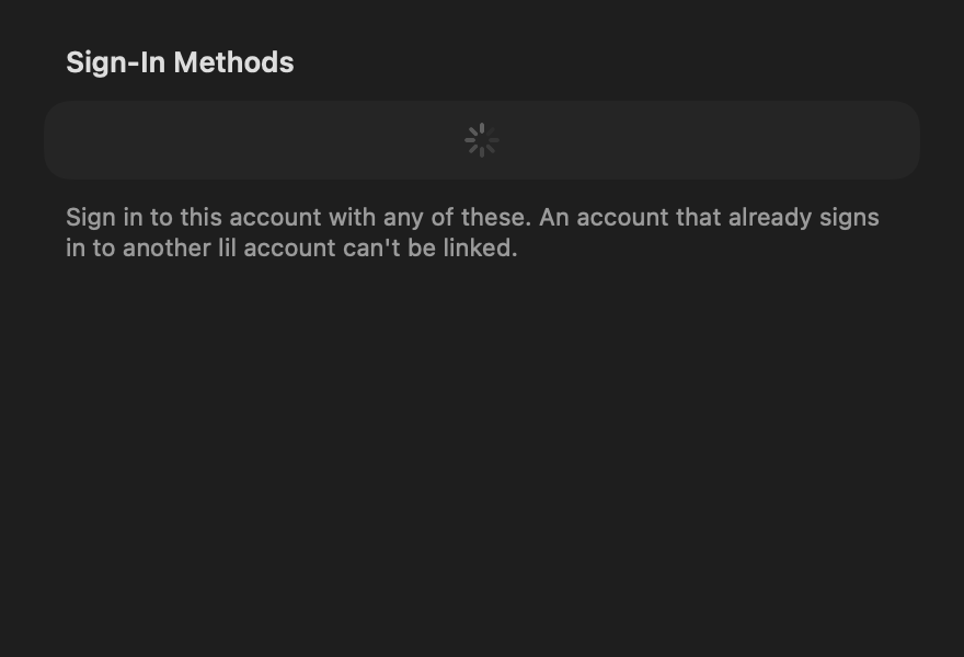 Sign In Methods Section: Loading