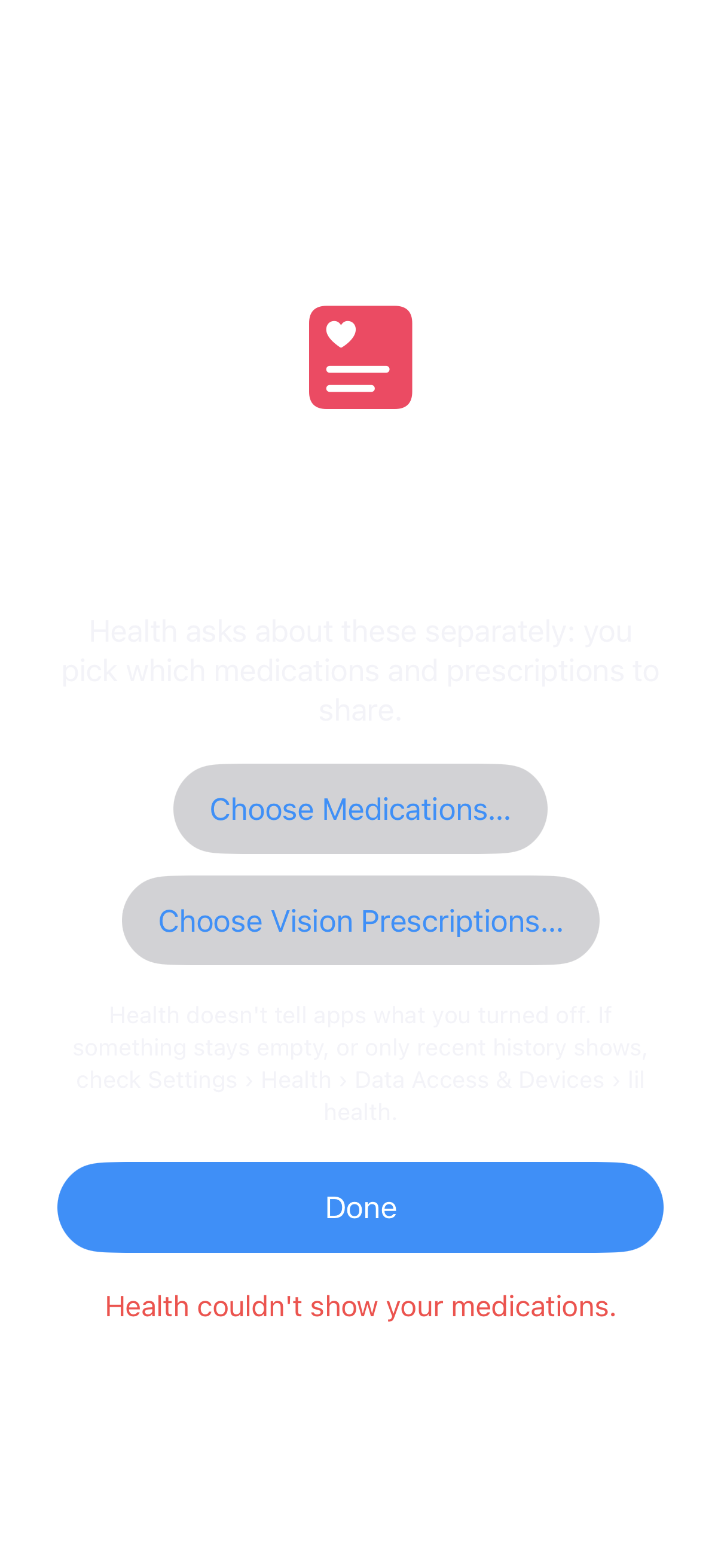 Health Access: Medications and prescriptions, failed